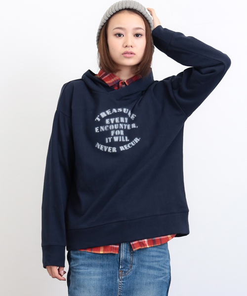 CUBE SUGAR（キューブシュガー）の「空紡糸裏毛プルオーバーパーカー（パーカー・レディース・トップグレー/サックスブルー/マルチ/ネイビー/ホワイト/レッド・M）」の3枚目の写真