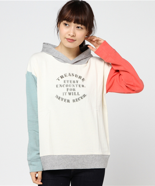 CUBE SUGAR（キューブシュガー）の「空紡糸裏毛プルオーバーパーカー（パーカー・レディース・トップグレー/サックスブルー/マルチ/ネイビー/ホワイト/レッド・M）」の6枚目の写真