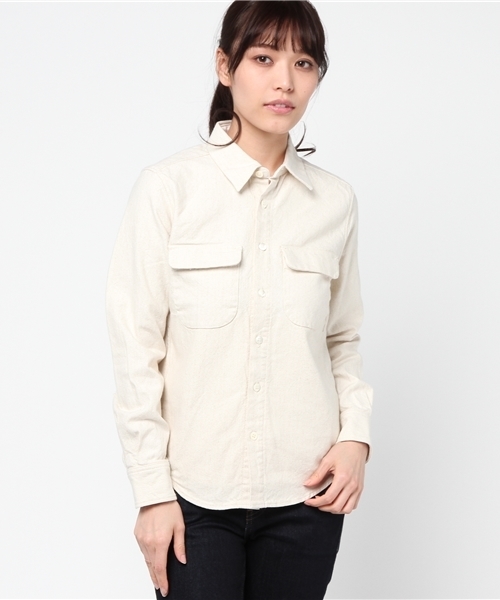 Snow Peak(スノーピーク)の「手染めヘビーオックスシャツ(ユニセックス)(シャツ/ブラウス・メンズ・オフホワイト/グレー/ブルー・1/MEDIUM/2/LARGE)」の1枚目の写真