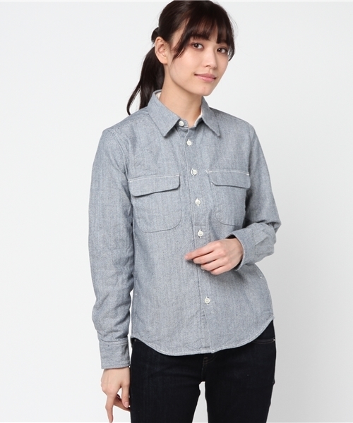 Snow Peak(スノーピーク)の「手染めヘビーオックスシャツ(ユニセックス)(シャツ/ブラウス・メンズ・オフホワイト/グレー/ブルー・1/MEDIUM/2/LARGE)」の3枚目の写真