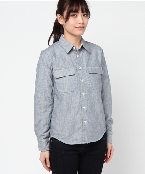 Snow Peak(スノーピーク)の「手染めヘビーオックスシャツ(ユニセックス)(シャツ/ブラウス・メンズ・オフホワイト/グレー/ブルー・1/MEDIUM/2/LARGE)」の4枚目の写真