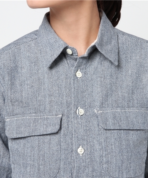 Snow Peak(スノーピーク)の「手染めヘビーオックスシャツ(ユニセックス)(シャツ/ブラウス・メンズ・オフホワイト/グレー/ブルー・1/MEDIUM/2/LARGE)」の7枚目の写真