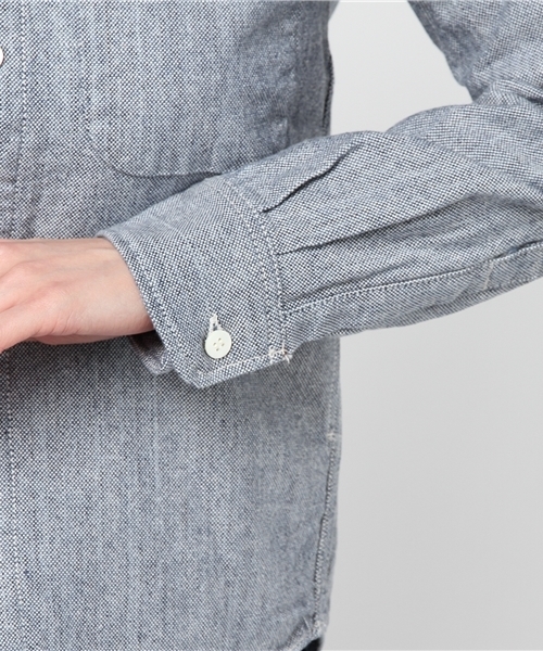 Snow Peak(スノーピーク)の「手染めヘビーオックスシャツ(ユニセックス)(シャツ/ブラウス・メンズ・オフホワイト/グレー/ブルー・1/MEDIUM/2/LARGE)」の8枚目の写真