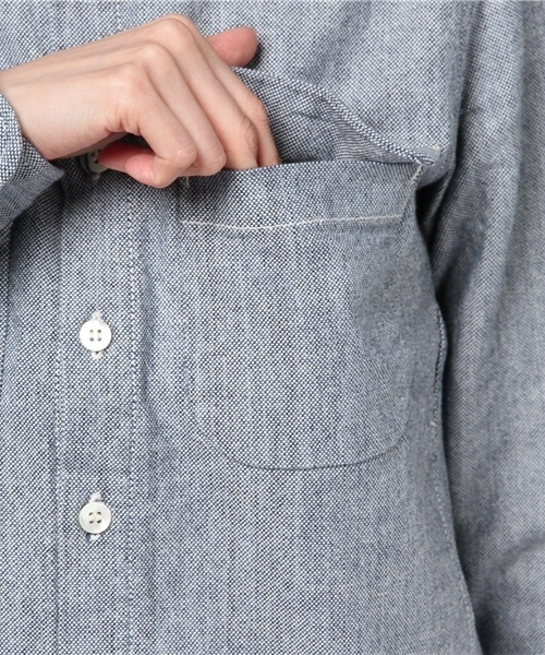 Snow Peak(スノーピーク)の「手染めヘビーオックスシャツ(ユニセックス)(シャツ/ブラウス・メンズ・オフホワイト/グレー/ブルー・1/MEDIUM/2/LARGE)」の10枚目の写真