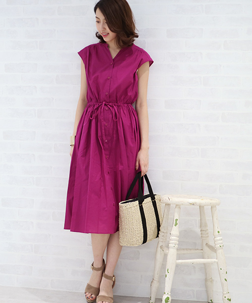 N.（N. Natural Beauty Basic）（エヌエヌナチュラルビューティーベーシック）の「コットンローンミモレノースリーブワンピース（ワンピース・レディース・ピンク/ベージュ/ブルー系その他/ブラック/ネイビー/カーキ・MEDIUM）」の16枚目の写真