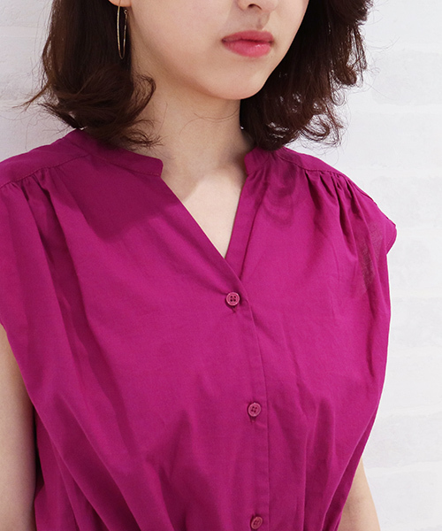 N.（N. Natural Beauty Basic）（エヌエヌナチュラルビューティーベーシック）の「コットンローンミモレノースリーブワンピース（ワンピース・レディース・ピンク/ベージュ/ブルー系その他/ブラック/ネイビー/カーキ・MEDIUM）」の8枚目の写真