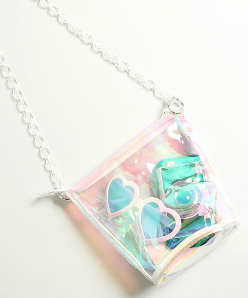 WEGO（ウィゴー）の「WEGO/クリアミニチェーンショルダーバッグ（ショルダーバッグ・レディース・ブラック/ピンク/ホワイト系その他/ホワイト・FREE）」の3枚目の写真