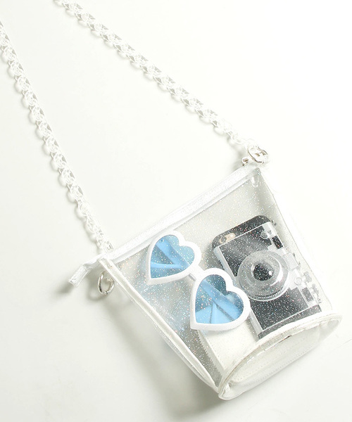 WEGO（ウィゴー）の「WEGO/クリアミニチェーンショルダーバッグ（ショルダーバッグ・レディース・ブラック/ピンク/ホワイト系その他/ホワイト・FREE）」の2枚目の写真