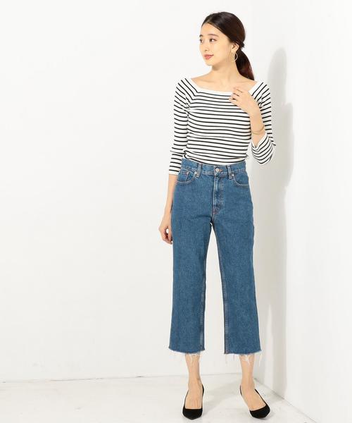 YOLO（ヨーロ）の「YOLO デニム ハイウエスト カットオフデニムパンツ / ヨーロー（デニムパンツ・レディース・ブラック/コバルトブルー・MEDIUM/SMALL）」の7枚目の写真