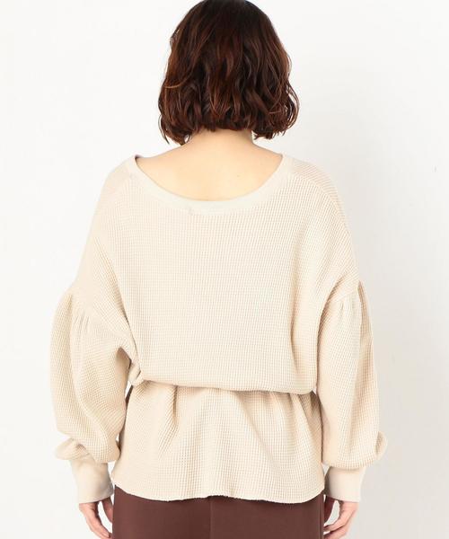 Another Edition（アナザーエディション）の「ワッフルキーネックベルト付PO（Tシャツ/カットソー・レディース・ナチュラル/ブラウン/ピンク・FREE）」の4枚目の写真