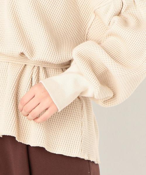 Another Edition（アナザーエディション）の「ワッフルキーネックベルト付PO（Tシャツ/カットソー・レディース・ナチュラル/ブラウン/ピンク・FREE）」の10枚目の写真
