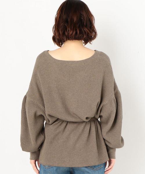 Another Edition（アナザーエディション）の「ワッフルキーネックベルト付PO（Tシャツ/カットソー・レディース・ナチュラル/ブラウン/ピンク・FREE）」の13枚目の写真