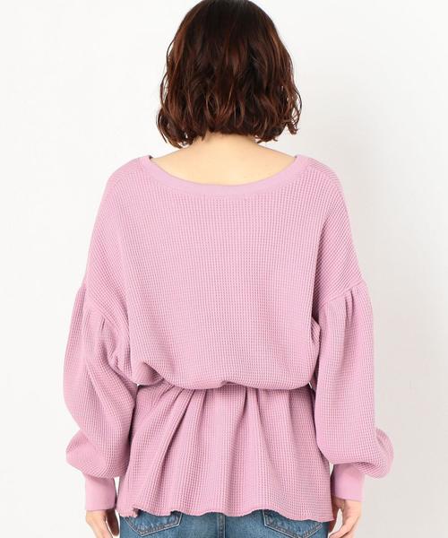 Another Edition（アナザーエディション）の「ワッフルキーネックベルト付PO（Tシャツ/カットソー・レディース・ナチュラル/ブラウン/ピンク・FREE）」の15枚目の写真