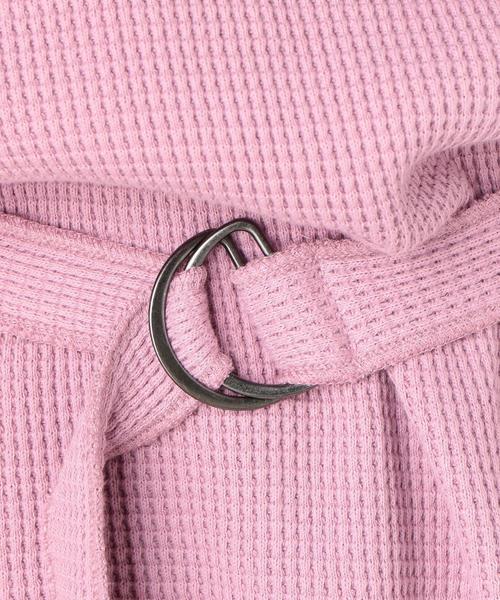 Another Edition（アナザーエディション）の「ワッフルキーネックベルト付PO（Tシャツ/カットソー・レディース・ナチュラル/ブラウン/ピンク・FREE）」の9枚目の写真