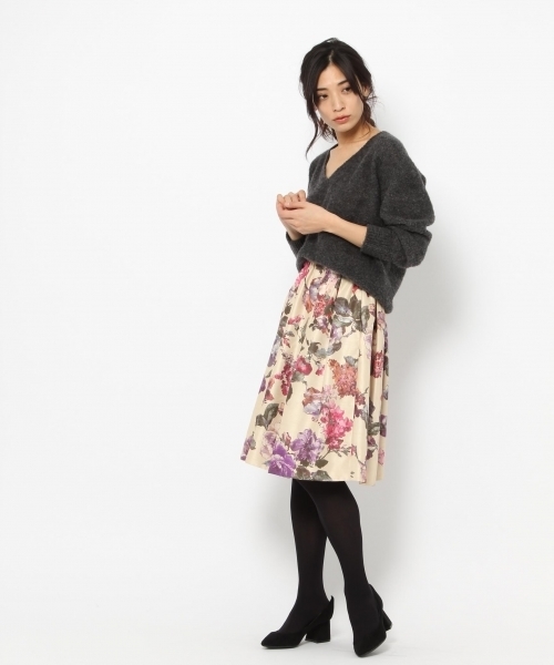 laboratory work（ラボラトリーワーク）の「フラワープリントタックギャザースカート（スカート・レディース・オフホワイト/ネイビー/イエロー・MEDIUM）」の18枚目の写真