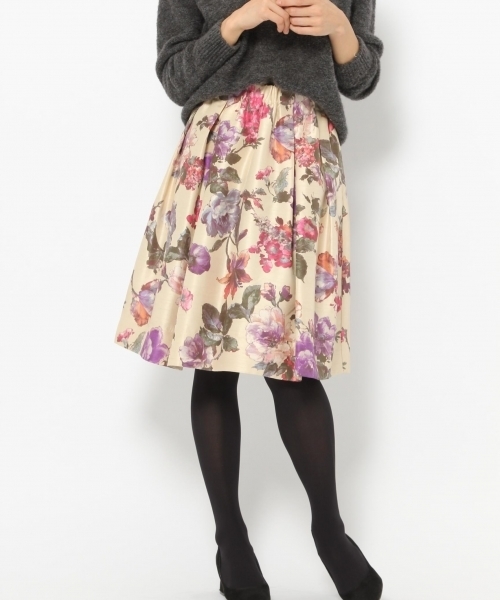 laboratory work（ラボラトリーワーク）の「フラワープリントタックギャザースカート（スカート・レディース・オフホワイト/ネイビー/イエロー・MEDIUM）」の17枚目の写真