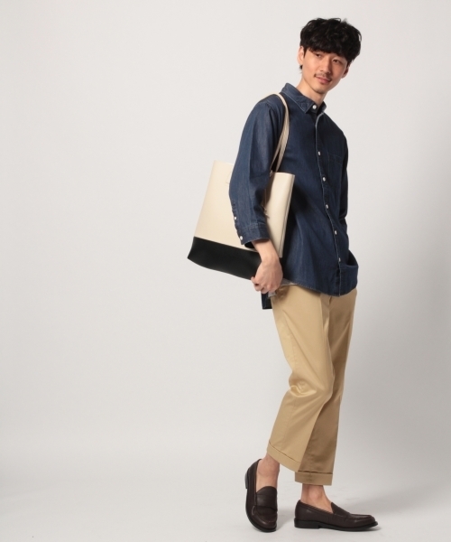 GLOBAL WORK（グローバルワーク）の「デニムシャツ7分袖/777489（シャツ/ブラウス・メンズ・スカイブルー/ブルー系その他4/ネイビー・LARGE/MEDIUM/SMALL/X-LARGE）」の5枚目の写真