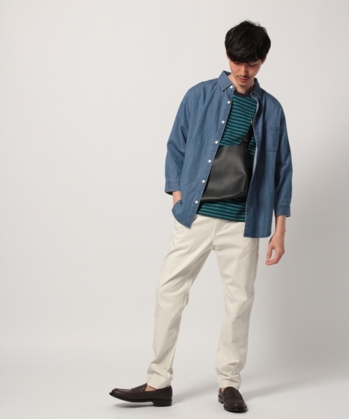 GLOBAL WORK（グローバルワーク）の「デニムシャツ7分袖/777489（シャツ/ブラウス・メンズ・スカイブルー/ブルー系その他4/ネイビー・LARGE/MEDIUM/SMALL/X-LARGE）」の6枚目の写真