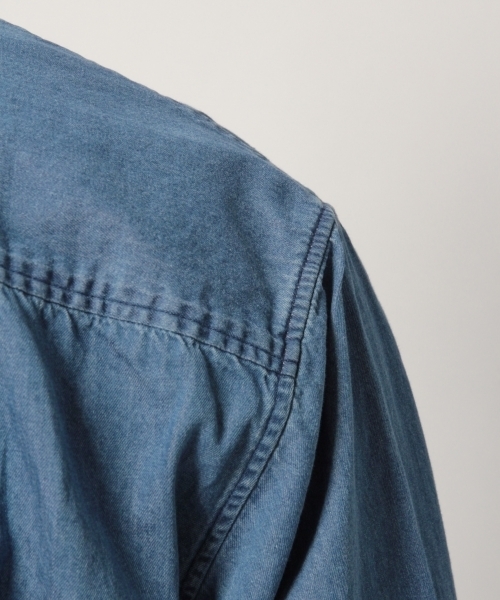 GLOBAL WORK（グローバルワーク）の「デニムシャツ7分袖/777489（シャツ/ブラウス・メンズ・スカイブルー/ブルー系その他4/ネイビー・LARGE/MEDIUM/SMALL/X-LARGE）」の11枚目の写真