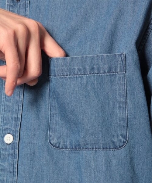 GLOBAL WORK（グローバルワーク）の「デニムシャツ7分袖/777489（シャツ/ブラウス・メンズ・スカイブルー/ブルー系その他4/ネイビー・LARGE/MEDIUM/SMALL/X-LARGE）」の15枚目の写真