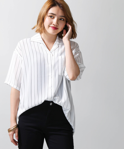 WEGO(ウィゴー)の「WEGO/シアービッグシルエットシャツ(シャツ/ブラウス・レディース・ホワイト/ホワイト系その他4/その他1/その他2/その他3/その他4・FREE)」の1枚目の写真