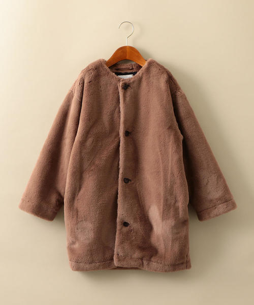 green label relaxing（グリーンレーベルリラクシング）の「◆【ジュニア】フェイクファーマフラー付きコート（その他アウター・キッズ・グレー/ベージュ/モカ・145/155）」の5枚目の写真