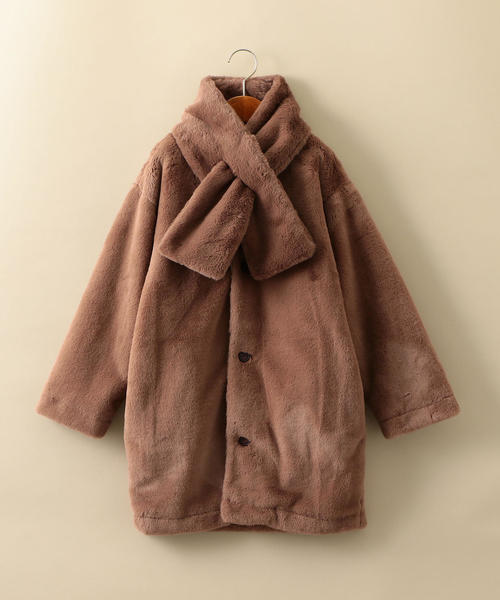 green label relaxing（グリーンレーベルリラクシング）の「◆【ジュニア】フェイクファーマフラー付きコート（その他アウター・キッズ・グレー/ベージュ/モカ・145/155）」の14枚目の写真