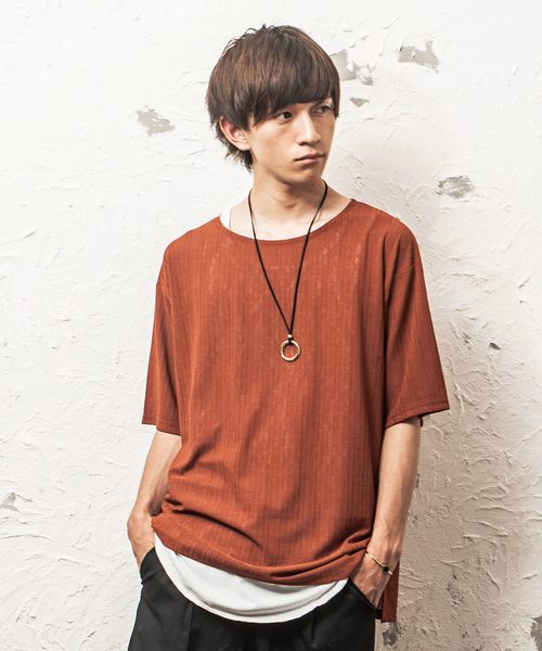 MinoriTY（マイノリティ）の「（2点セット）ダークカラー/ルーズシルエットＴ/アンサンブル（Tシャツ/カットソー・メンズ・ホワイト/ブラック/グレー/ワイン/テラコッタ・M/L）」の4枚目の写真