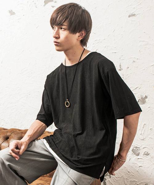 MinoriTY（マイノリティ）の「（2点セット）ダークカラー/ルーズシルエットＴ/アンサンブル（Tシャツ/カットソー・メンズ・ホワイト/ブラック/グレー/ワイン/テラコッタ・M/L）」の3枚目の写真