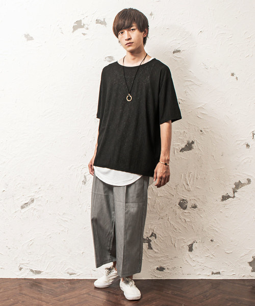 MinoriTY（マイノリティ）の「（2点セット）ダークカラー/ルーズシルエットＴ/アンサンブル（Tシャツ/カットソー・メンズ・ホワイト/ブラック/グレー/ワイン/テラコッタ・M/L）」の7枚目の写真