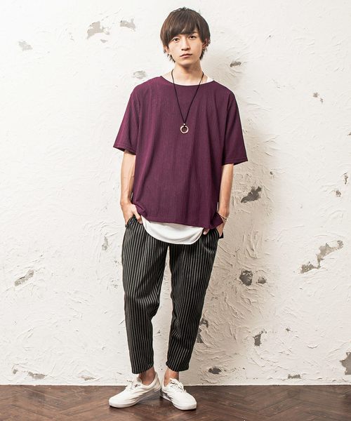 MinoriTY（マイノリティ）の「（2点セット）ダークカラー/ルーズシルエットＴ/アンサンブル（Tシャツ/カットソー・メンズ・ホワイト/ブラック/グレー/ワイン/テラコッタ・M/L）」の10枚目の写真