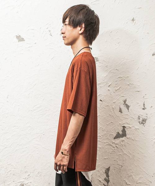 MinoriTY（マイノリティ）の「（2点セット）ダークカラー/ルーズシルエットＴ/アンサンブル（Tシャツ/カットソー・メンズ・ホワイト/ブラック/グレー/ワイン/テラコッタ・M/L）」の11枚目の写真