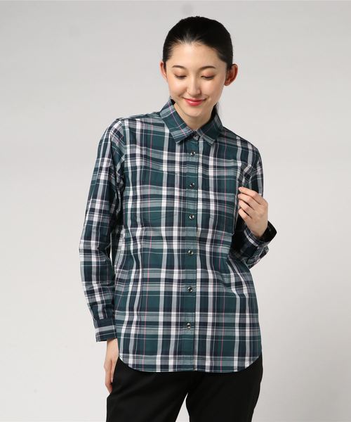 AIGLE(エーグル)の「吸水速乾 ベーシック チェックシャツ(シャツ/ブラウス・レディース・グリーン/ライトピンク/ダークネイビー・40/38/36)」の4枚目の写真