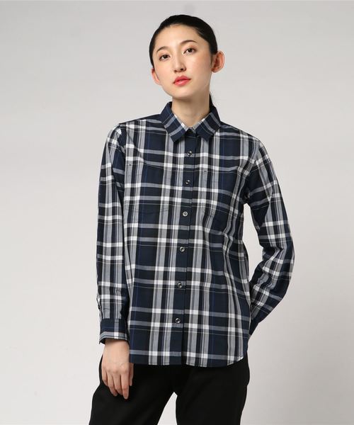 AIGLE(エーグル)の「吸水速乾 ベーシック チェックシャツ(シャツ/ブラウス・レディース・グリーン/ライトピンク/ダークネイビー・40/38/36)」の5枚目の写真
