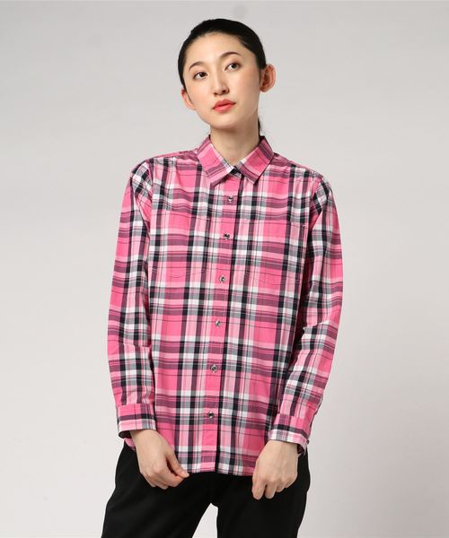 AIGLE(エーグル)の「吸水速乾 ベーシック チェックシャツ(シャツ/ブラウス・レディース・グリーン/ライトピンク/ダークネイビー・40/38/36)」の6枚目の写真