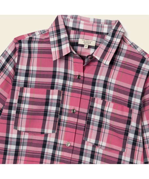 AIGLE(エーグル)の「吸水速乾 ベーシック チェックシャツ(シャツ/ブラウス・レディース・グリーン/ライトピンク/ダークネイビー・40/38/36)」の10枚目の写真