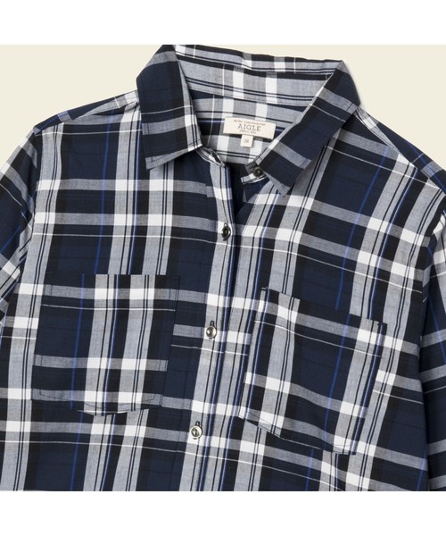AIGLE(エーグル)の「吸水速乾 ベーシック チェックシャツ(シャツ/ブラウス・レディース・グリーン/ライトピンク/ダークネイビー・40/38/36)」の7枚目の写真