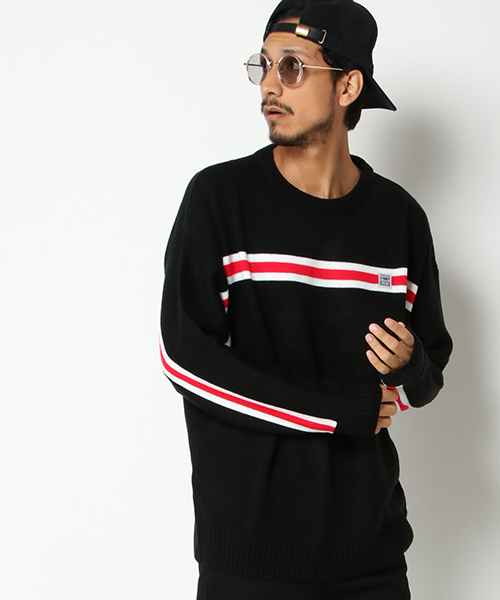 VISION STREET WEAR（ヴィジョンストリートウェア）の「WEB限定 VISION ライン切り替えニット（ニット/セーター・メンズ・ブラック/オフホワイト/ターコイズブルー/その他21・M/L）」の2枚目の写真