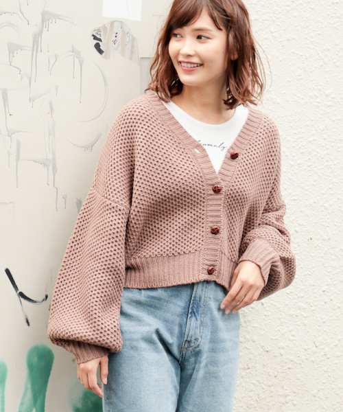 apres jour（アプレジュール）の「ハニカム編みＶカーディガン【ZOZOTOWN限定アイテム】（カーディガン/ボレロ・レディース・オフホワイト/ライトグリーン/モカ/ベージュ・フリー）」の3枚目の写真