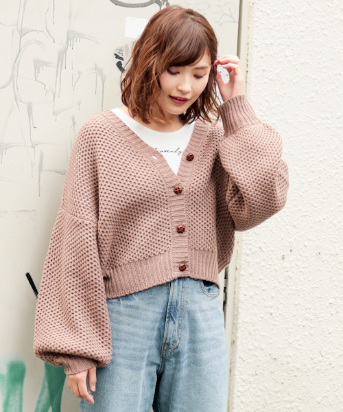 apres jour（アプレジュール）の「ハニカム編みＶカーディガン【ZOZOTOWN限定アイテム】（カーディガン/ボレロ・レディース・オフホワイト/ライトグリーン/モカ/ベージュ・フリー）」の10枚目の写真