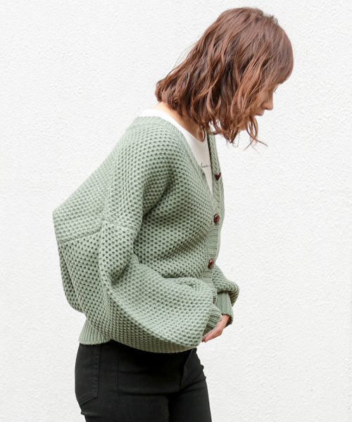 apres jour（アプレジュール）の「ハニカム編みＶカーディガン【ZOZOTOWN限定アイテム】（カーディガン/ボレロ・レディース・オフホワイト/ライトグリーン/モカ/ベージュ・フリー）」の8枚目の写真