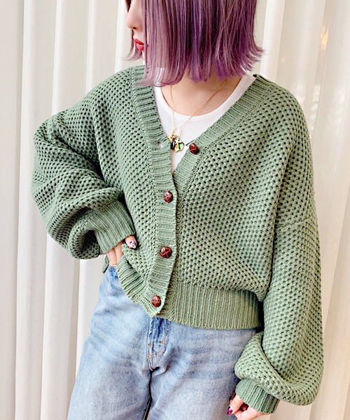 apres jour（アプレジュール）の「ハニカム編みＶカーディガン【ZOZOTOWN限定アイテム】（カーディガン/ボレロ・レディース・オフホワイト/ライトグリーン/モカ/ベージュ・フリー）」の9枚目の写真