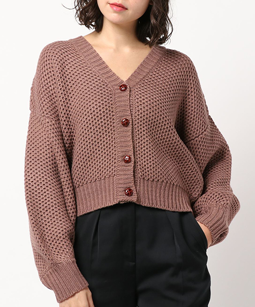 apres jour（アプレジュール）の「ハニカム編みＶカーディガン【ZOZOTOWN限定アイテム】（カーディガン/ボレロ・レディース・オフホワイト/ライトグリーン/モカ/ベージュ・フリー）」の5枚目の写真