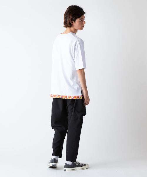 rehacer（レアセル）の「rehacer : Flower Open-end Yarn Wide CS / フラワー オープンエンド ヤーン ワイド カットソー（Tシャツ/カットソー・メンズ・ホワイト/ブラック・SMALL/MEDIUM/LARGE/X-LARGE）」の3枚目の写真