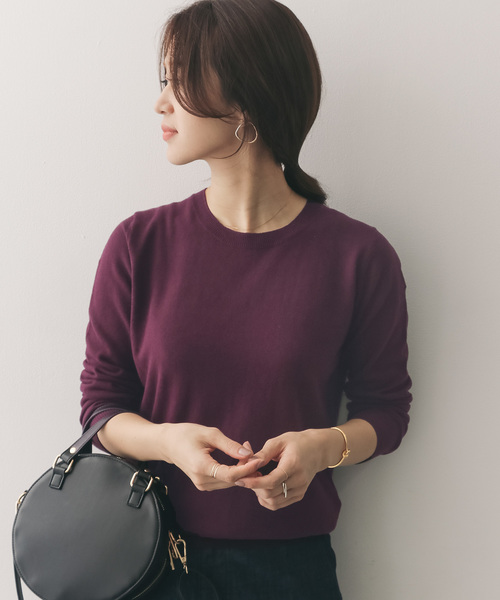 URBAN RESEARCH DOORS（アーバンリサーチドアーズ）の「綿カシミヤクルーネックプルオーバー（ニット/セーター・レディース・ボルドー/ベージュ/ブルー/ブラック・ONE）」の4枚目の写真