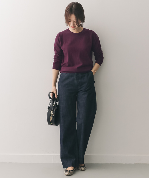 URBAN RESEARCH DOORS（アーバンリサーチドアーズ）の「綿カシミヤクルーネックプルオーバー（ニット/セーター・レディース・ボルドー/ベージュ/ブルー/ブラック・ONE）」の10枚目の写真