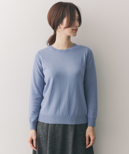 URBAN RESEARCH DOORS（アーバンリサーチドアーズ）の「綿カシミヤクルーネックプルオーバー（ニット/セーター・レディース・ボルドー/ベージュ/ブルー/ブラック・ONE）」の8枚目の写真