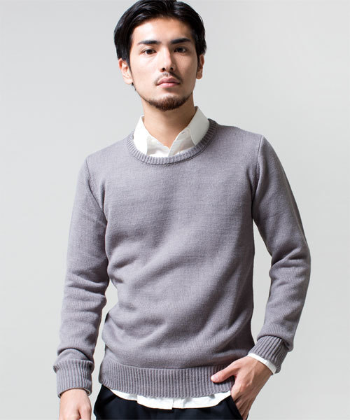 NANO universe(ナノユニバース)の「AKM×nano・universe/ Crew-Neck Knit(ニット/セーター・メンズ・ブラック/ダークグレー/ライトグレー/ダークブラウン/ベージュ/ダークグリーン/ブルー/ネイビー・SMALL/MEDIUM/LARGE/X-LARGE)」の1枚目の写真