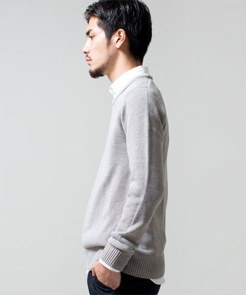 NANO universe(ナノユニバース)の「AKM×nano・universe/ Crew-Neck Knit(ニット/セーター・メンズ・ブラック/ダークグレー/ライトグレー/ダークブラウン/ベージュ/ダークグリーン/ブルー/ネイビー・SMALL/MEDIUM/LARGE/X-LARGE)」の9枚目の写真