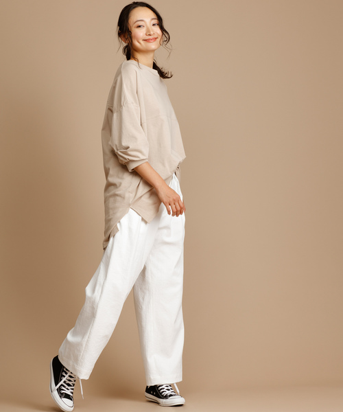 Munich（ミューニック）の「度詰天竺カットソーパフスリーブビッグプルオーバー（Tシャツ/カットソー・レディース・ホワイト/ベージュ/ブラウン/ダークグレー・FREE）」の6枚目の写真